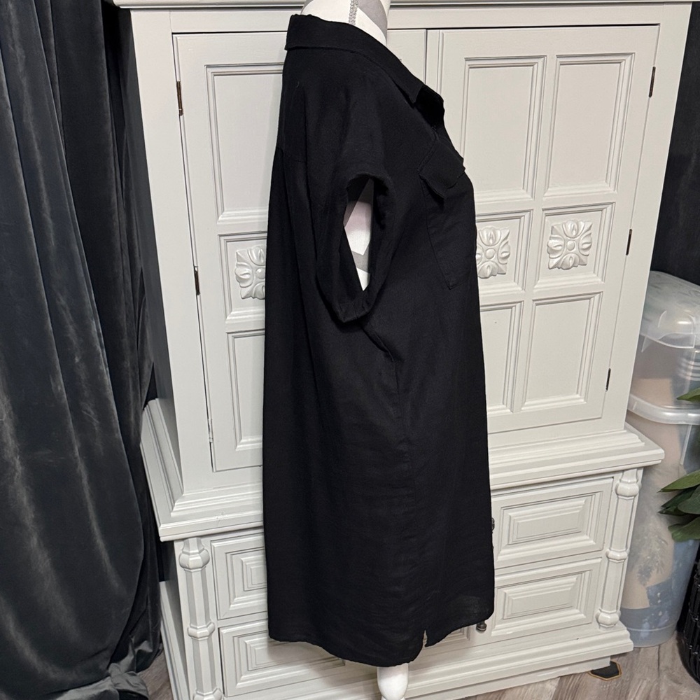 Elegant Calvin Klein Black Shirt Dress Size 12 - Picture 5 of 11
